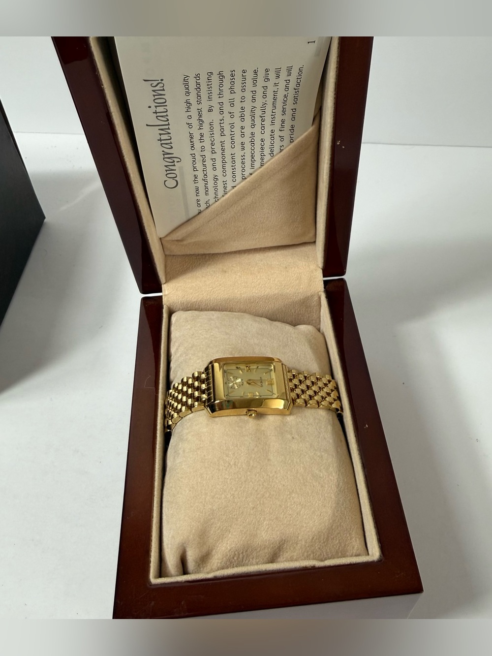 Vintage GENEVE Gold Tank Watch Rectangular Old Money Aesthetic w/ Box